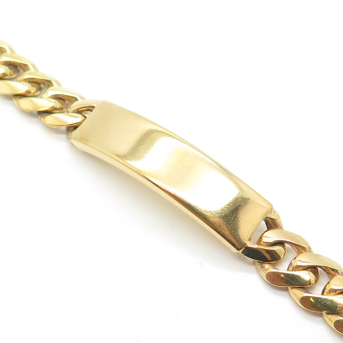 925 Sterling Silver Gold Plated ID Cuban Link Bracelet 8.25"