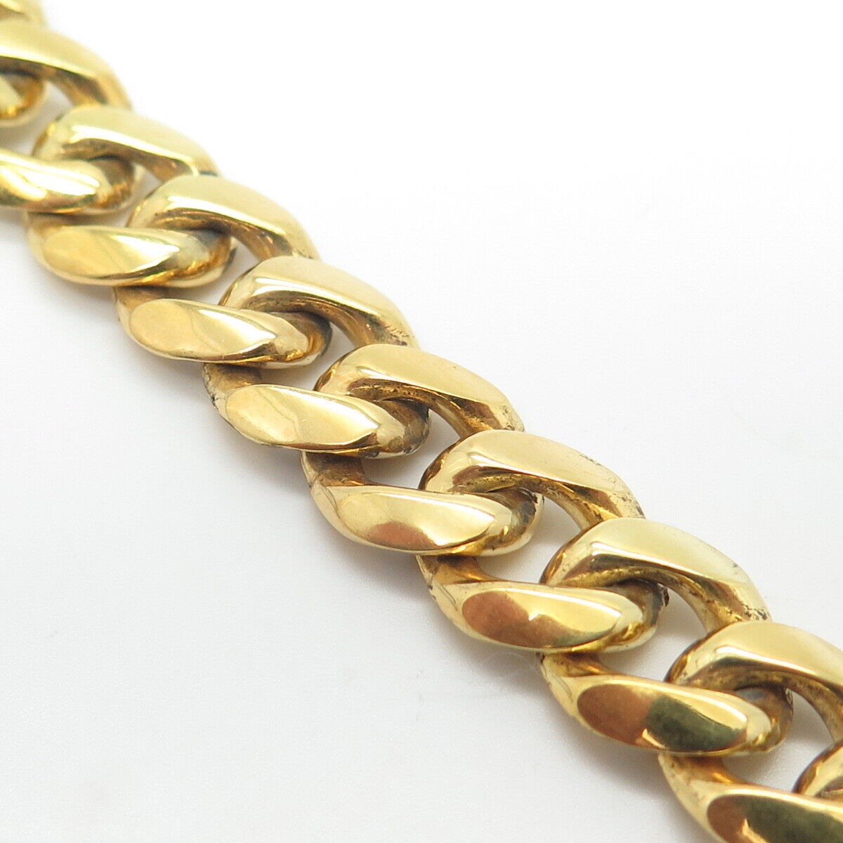 925 Sterling Silver Gold Plated ID Cuban Link Bracelet 8.25"