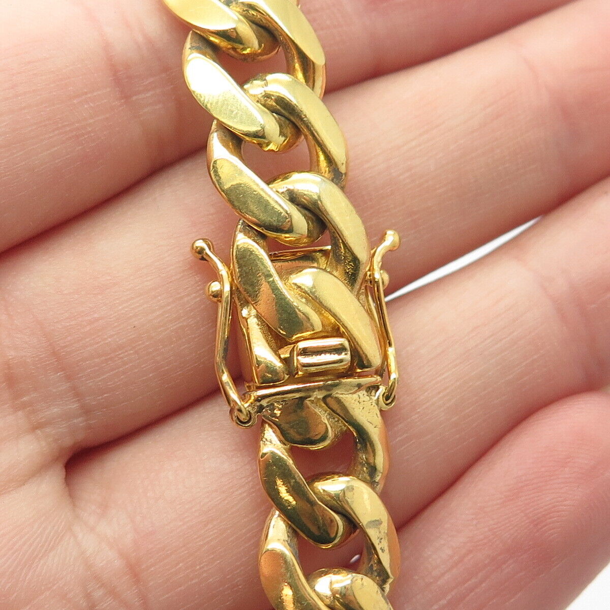 925 Sterling Silver Gold Plated ID Cuban Link Bracelet 8.25"