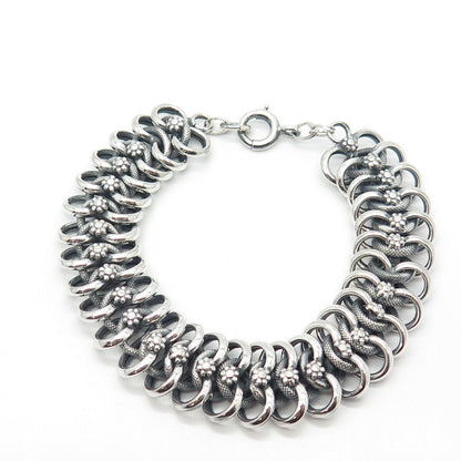 925 Sterling Silver Vintage Handmade Chainmaille Link Bracelet 7"