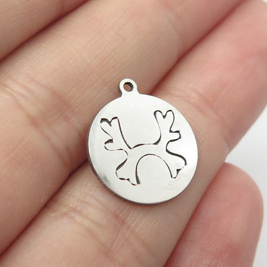 925 Sterling Silver USA Two In Town Deer Antlers Charm Pendant