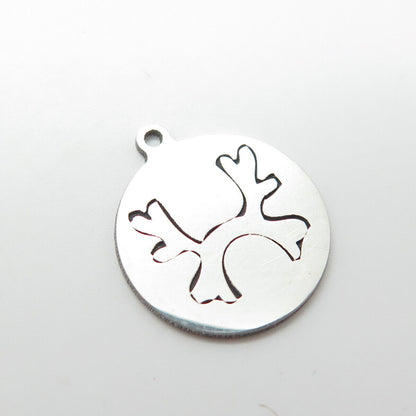 925 Sterling Silver USA Two In Town Deer Antlers Charm Pendant