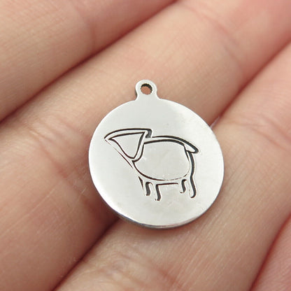 925 Sterling Silver USA Two In Town Lamb Charm Pendant