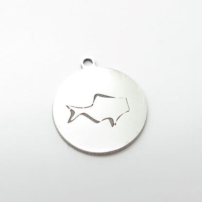 925 Sterling Silver USA Two In Town Fish Charm Pendant