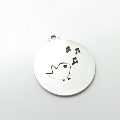 925 Sterling Silver USA Two In Town Bird Charm Pendant