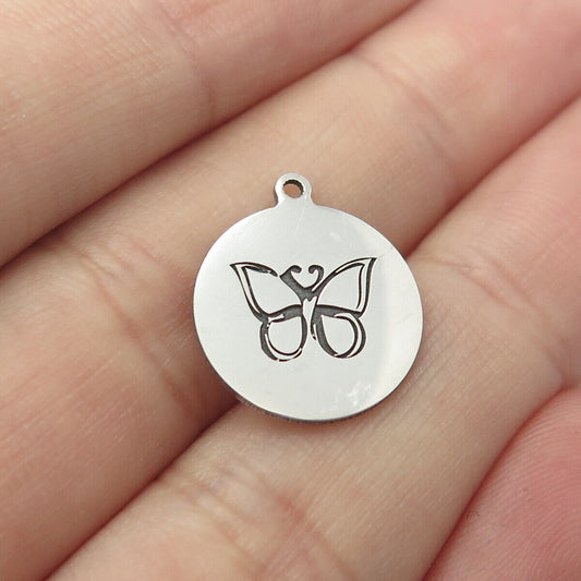 925 Sterling Silver USA Two In Town Butterfly Charm Pendant