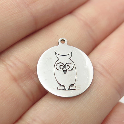 925 Sterling Silver USA Two In Town Owl Bird Charm Pendant