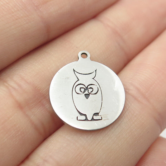 925 Sterling Silver USA Two In Town Owl Bird Charm Pendant