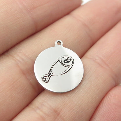 925 Sterling Silver USA Two In Town Fish Charm Pendant