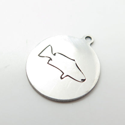 925 Sterling Silver USA Two In Town Fish Charm Pendant