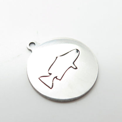 925 Sterling Silver USA Two In Town Fish Charm Pendant