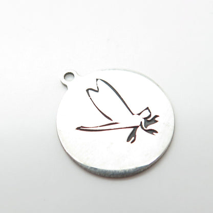 925 Sterling Silver USA Two In Town Dragonfly Charm Pendant