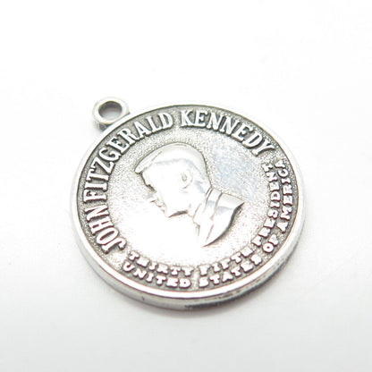 925 Sterling Silver Vintage Heraldigs "John Fitzgerald Kennedy" Charm Pendant