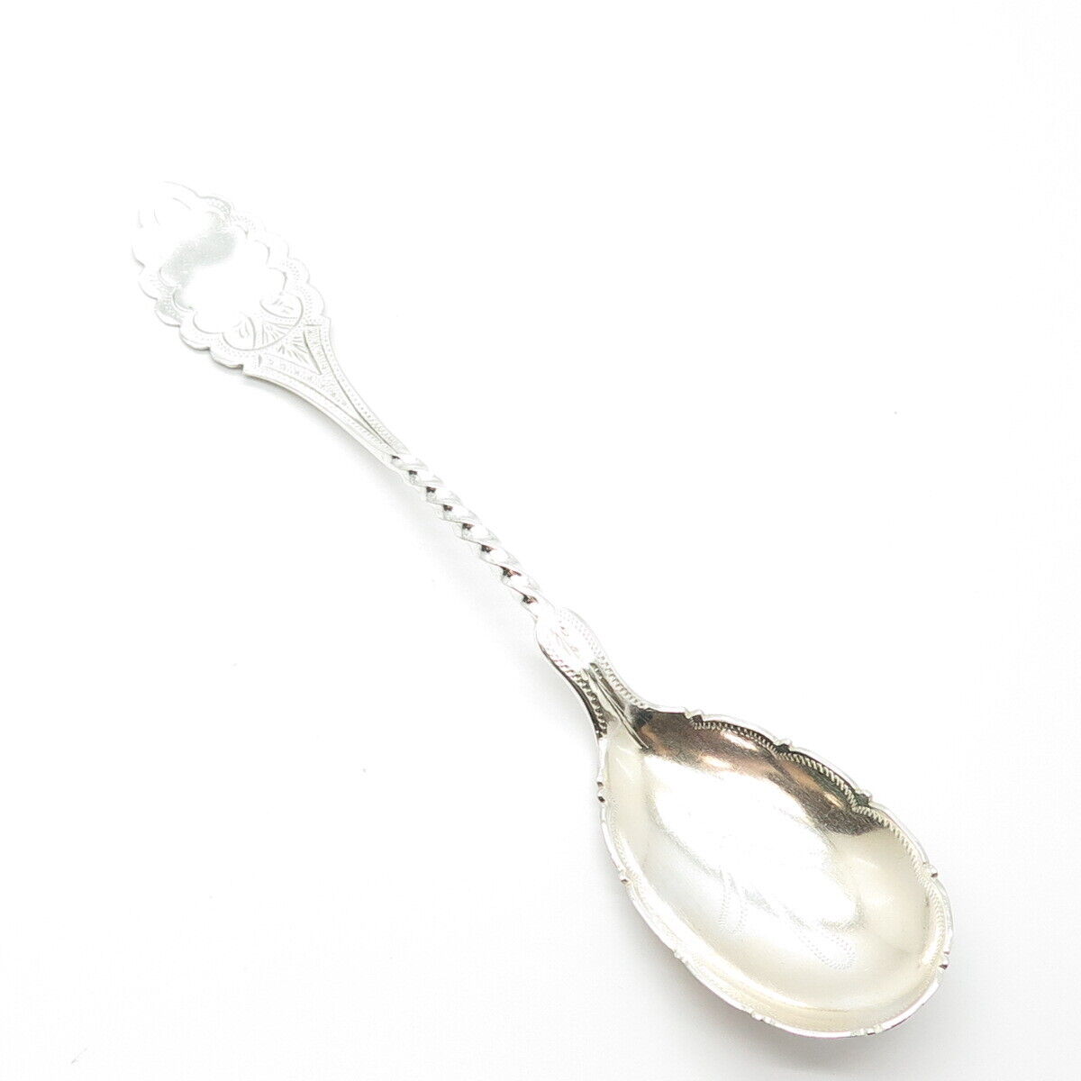 900 Silver Antique J. Bowman Etched Tea Spoon