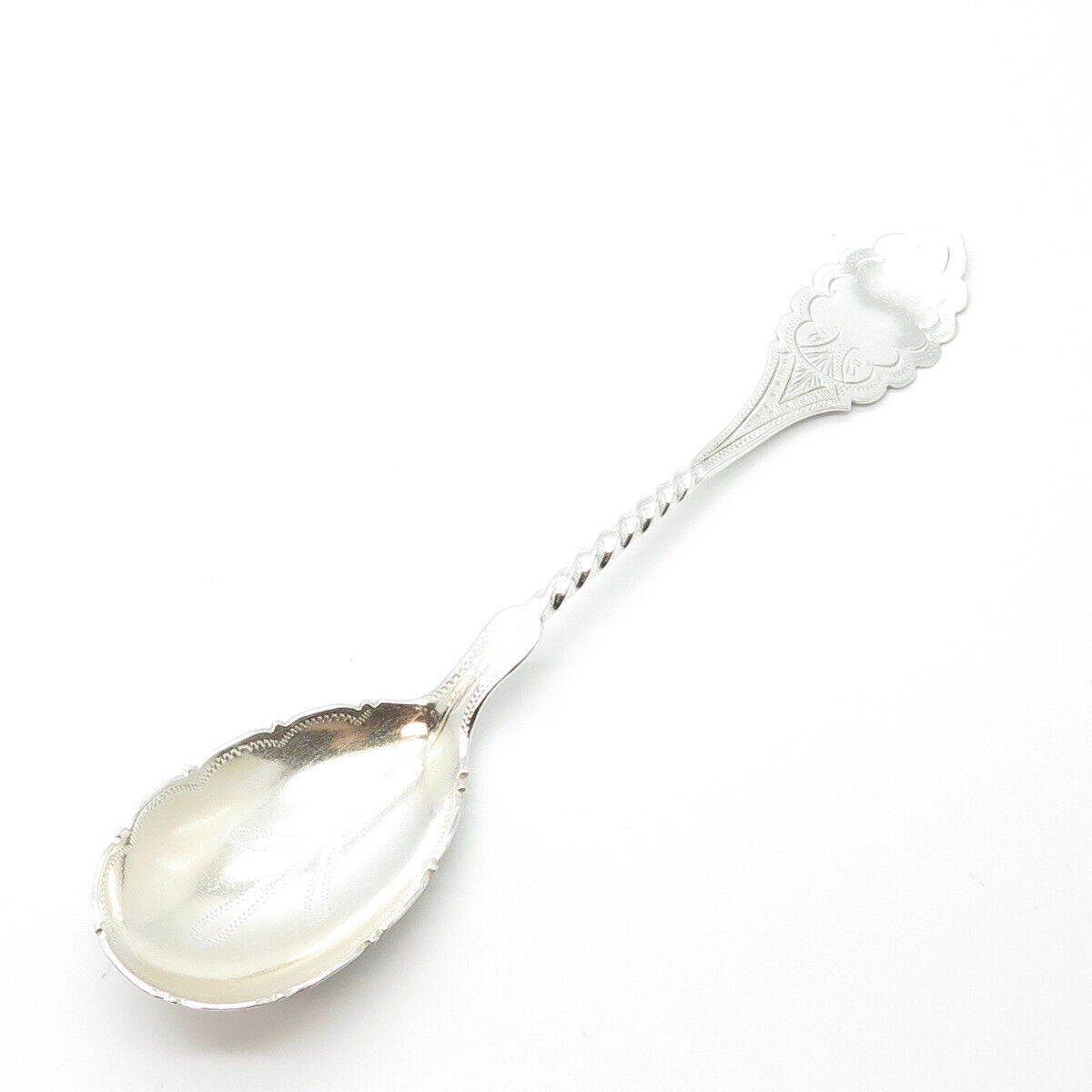 900 Silver Antique J. Bowman Etched Tea Spoon