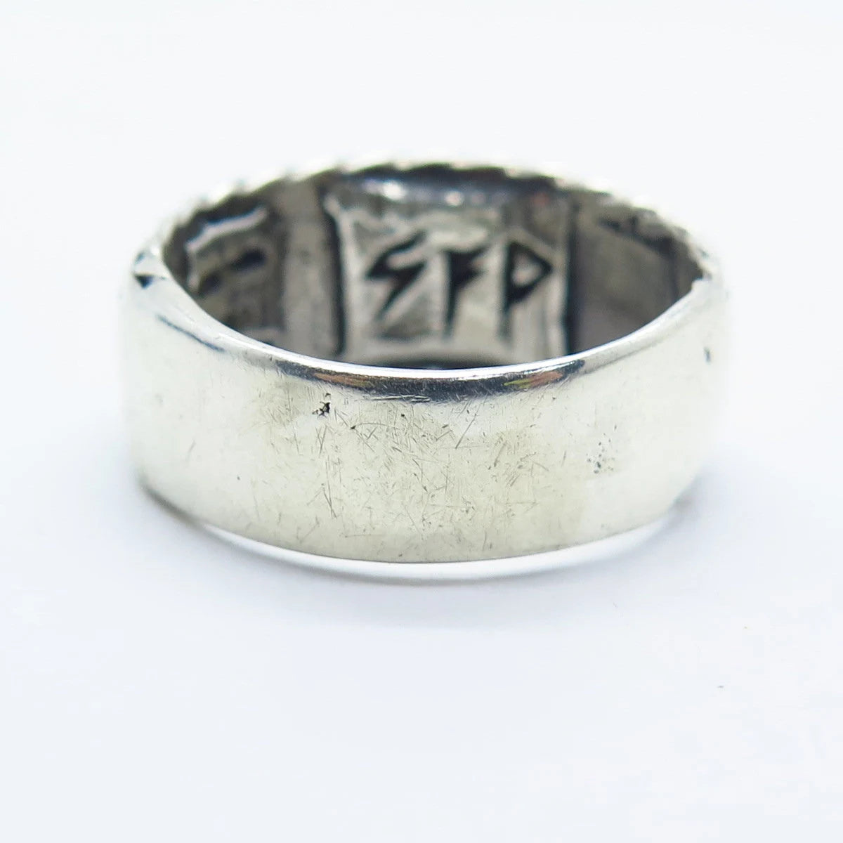 925 Sterling Silver Vintage Tribal Ring Size 9.75