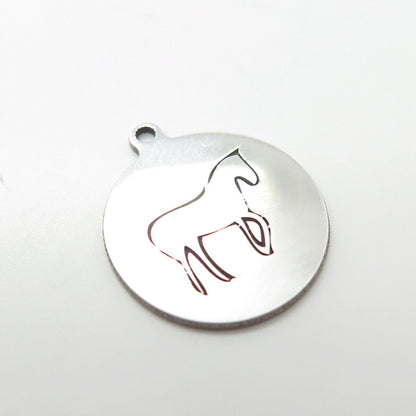 925 Sterling Silver USA Two In Town Horse Charm Pendant