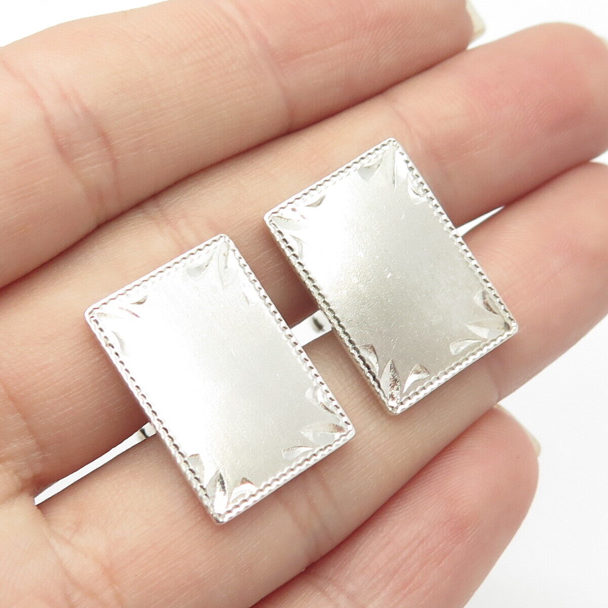 925 Sterling Silver Vintage Etched Cufflinks