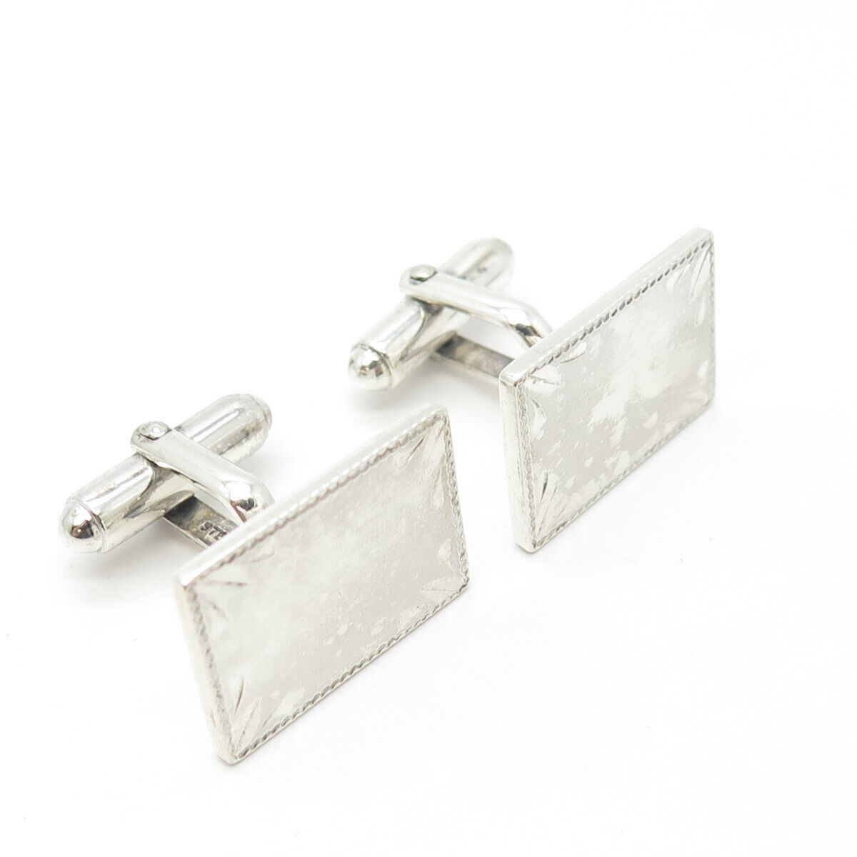 925 Sterling Silver Vintage Etched Cufflinks