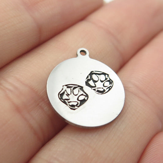 925 Sterling Silver USA Two In Town Paw Charm Pendant