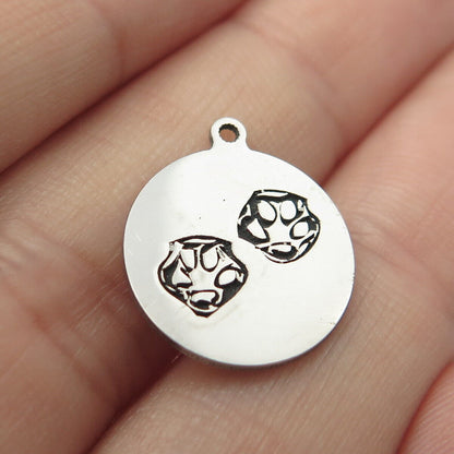 925 Sterling Silver USA Two In Town Paw Charm Pendant