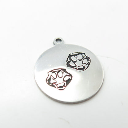 925 Sterling Silver USA Two In Town Paw Charm Pendant