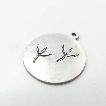 925 Sterling Silver USA Two In Town Bird Tracks Charm Pendant