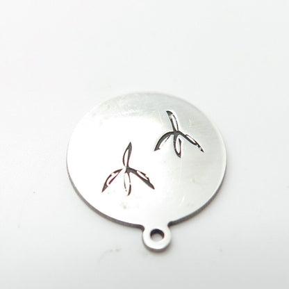 925 Sterling Silver USA Two In Town Bird Tracks Charm Pendant