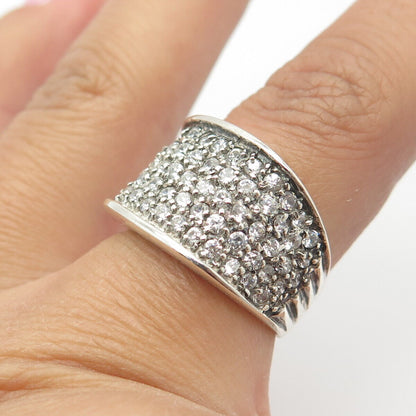 925 Sterling Silver Vintage SETA Pave C Z Ring Size 7.25