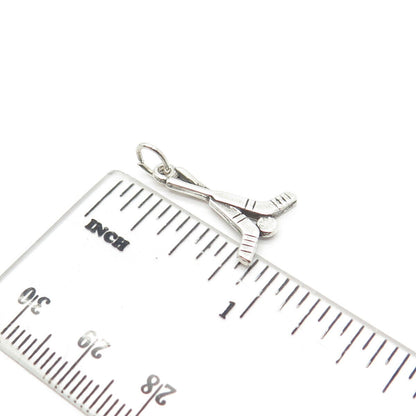 925 Sterling Silver Vintage Sun West Hockey Stick & Ball Charm Pendant