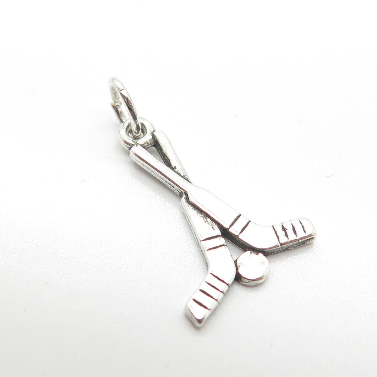 925 Sterling Silver Vintage Sun West Hockey Stick & Ball Charm Pendant