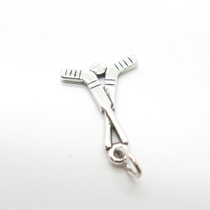 925 Sterling Silver Vintage Sun West Hockey Stick & Ball Charm Pendant