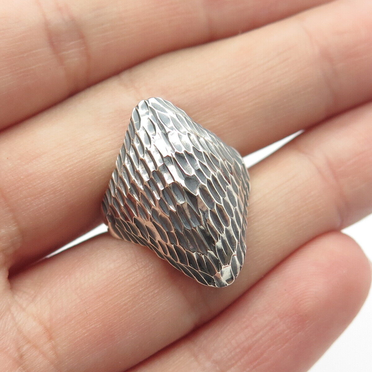 925 Sterling Silver Vintage Modernist Ring Size 6