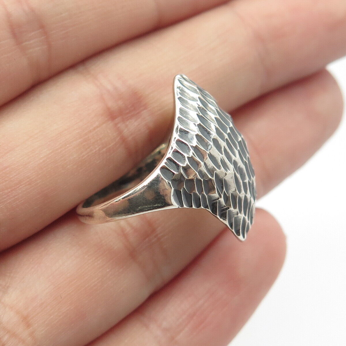 925 Sterling Silver Vintage Modernist Ring Size 6