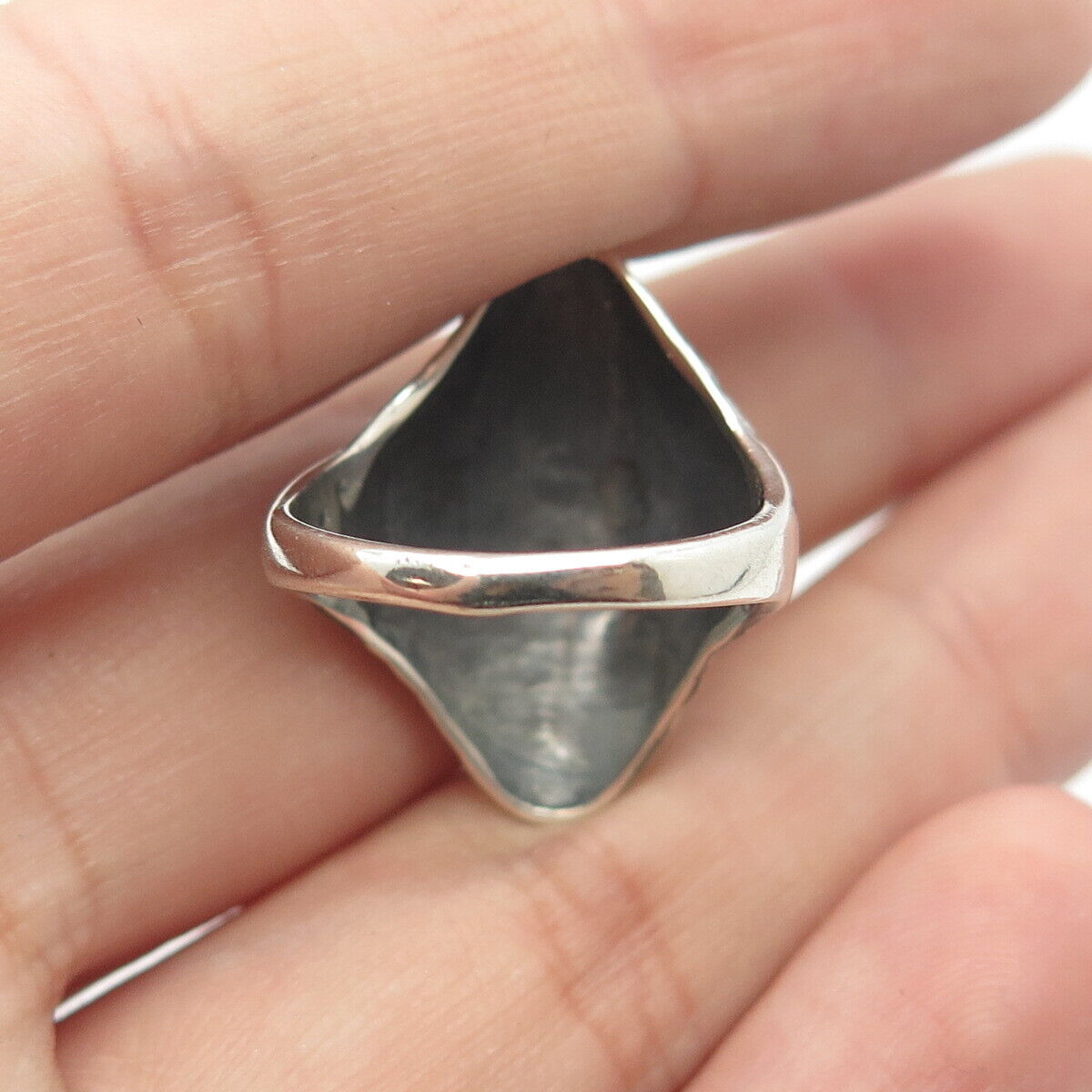925 Sterling Silver Vintage Modernist Ring Size 6