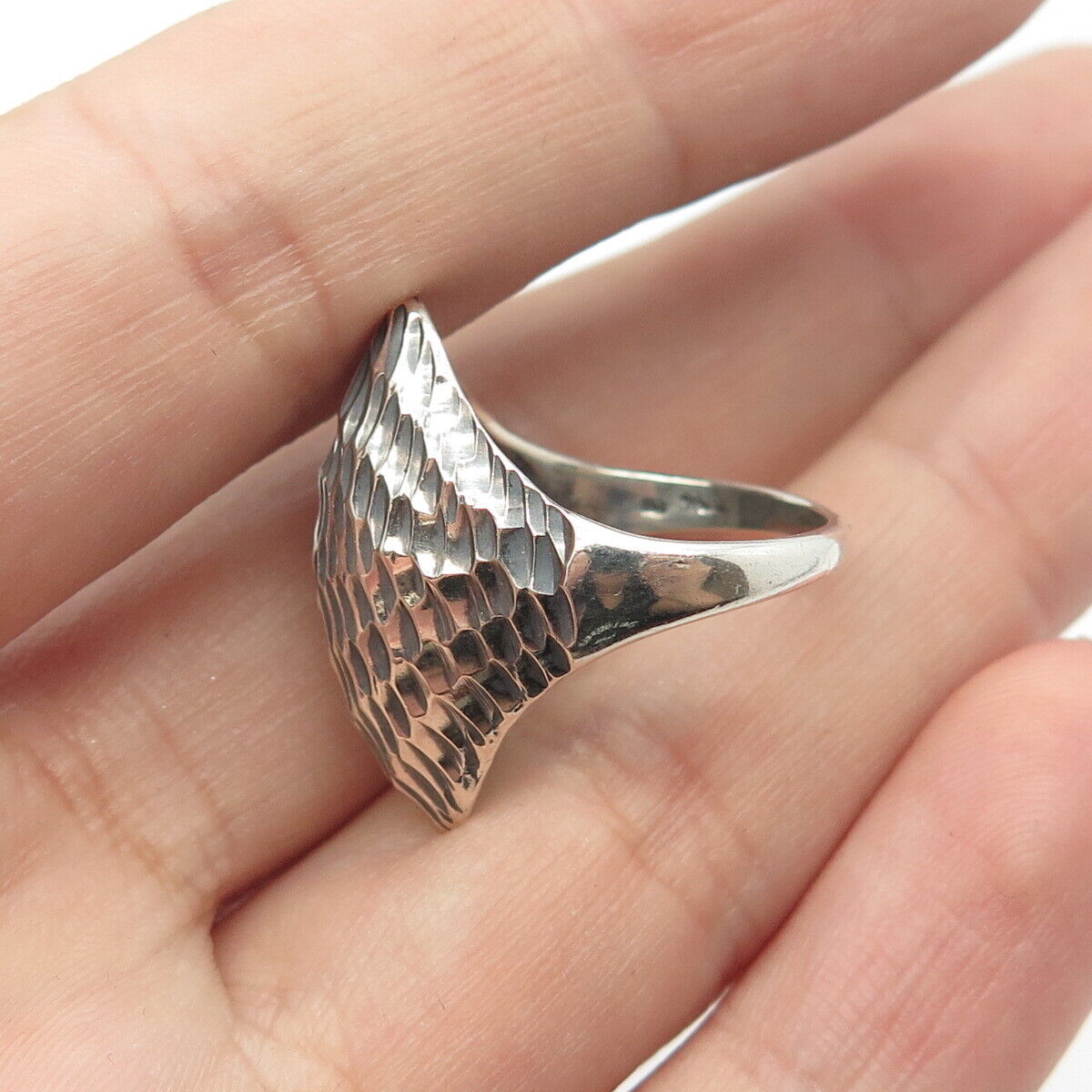 925 Sterling Silver Vintage Modernist Ring Size 6