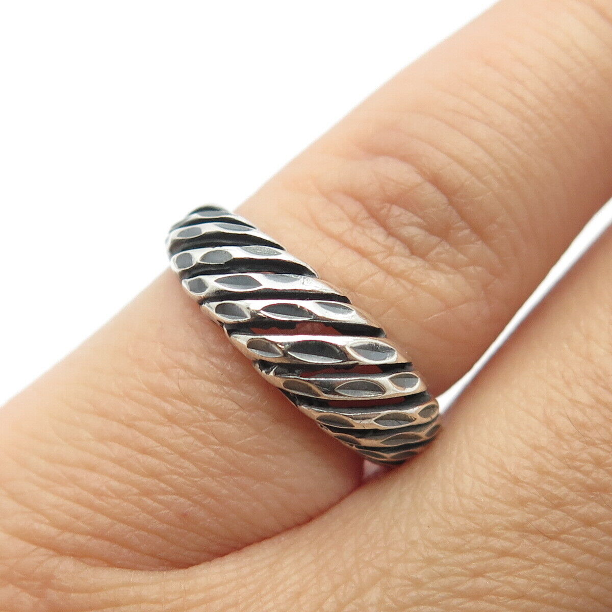 925 Sterling Silver Vintage Modernist Ring Size 5.25
