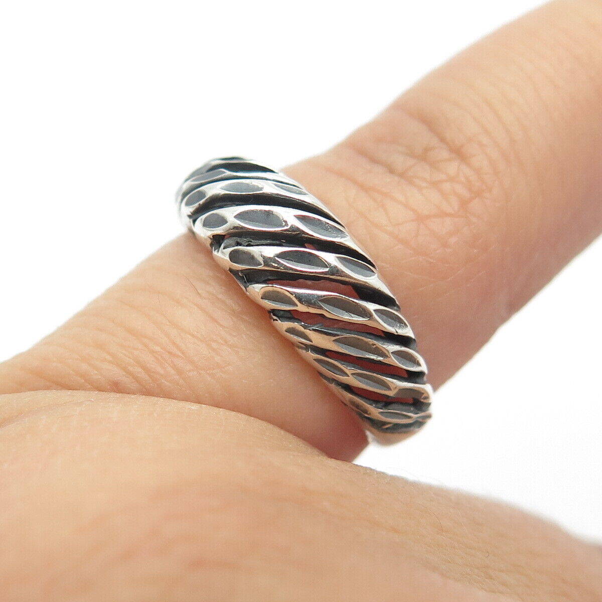 925 Sterling Silver Vintage Modernist Ring Size 5.25