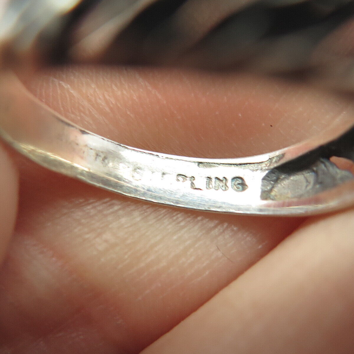 925 Sterling Silver Vintage Modernist Ring Size 5.25