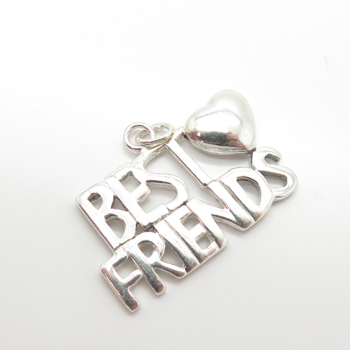 925 Sterling Silver Vintage "Best Friends" Heart Pendant