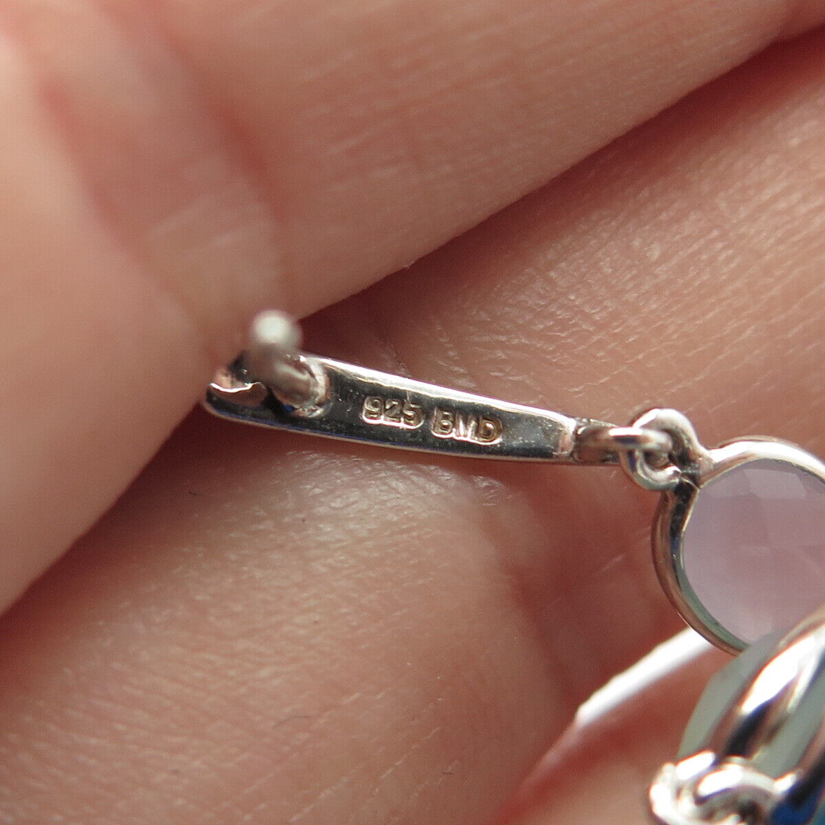 925 Sterling Silver BMD Real Multi-Color Quartz Dangling Earrings