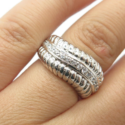 925 Sterling Silver C Z Snake Wave Ring Size 6