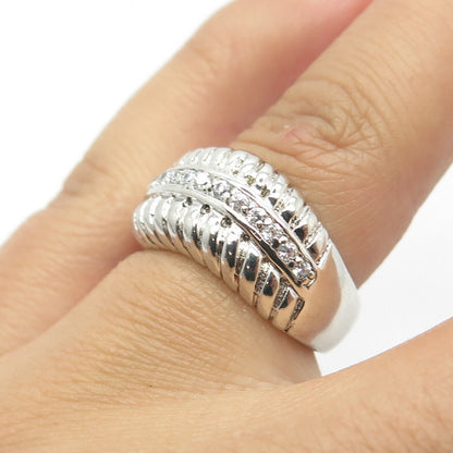 925 Sterling Silver C Z Snake Wave Ring Size 6