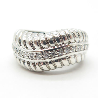 925 Sterling Silver C Z Snake Wave Ring Size 6