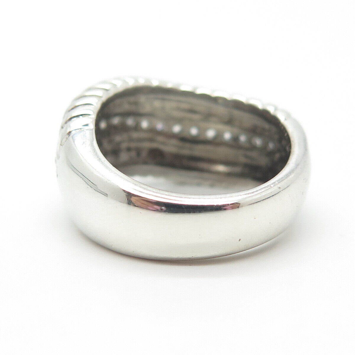 925 Sterling Silver C Z Snake Wave Ring Size 6