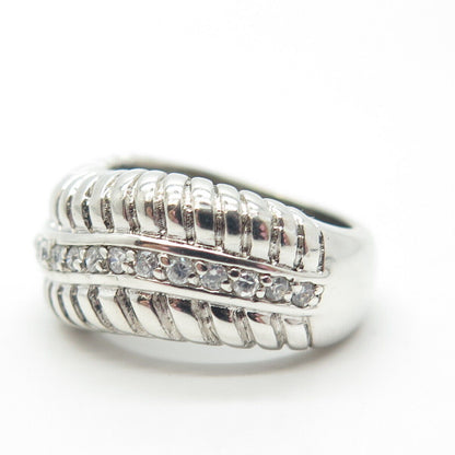 925 Sterling Silver C Z Snake Wave Ring Size 6