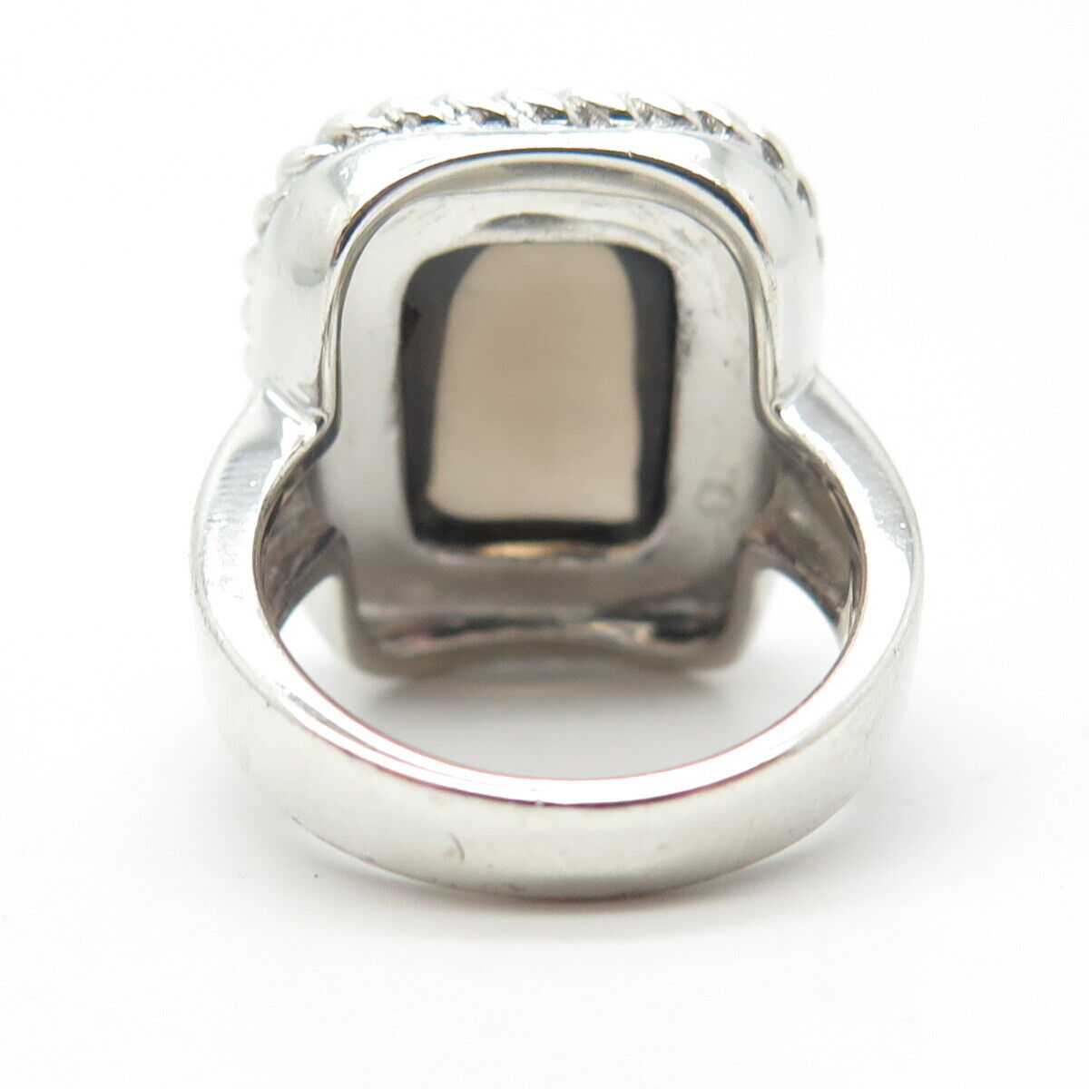 925 Sterling Silver LXG Jewelry Real Smoky Quartz Cocktail Ring Size 6.25