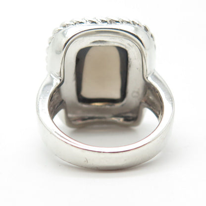 925 Sterling Silver LXG Jewelry Real Smoky Quartz Cocktail Ring Size 6.25