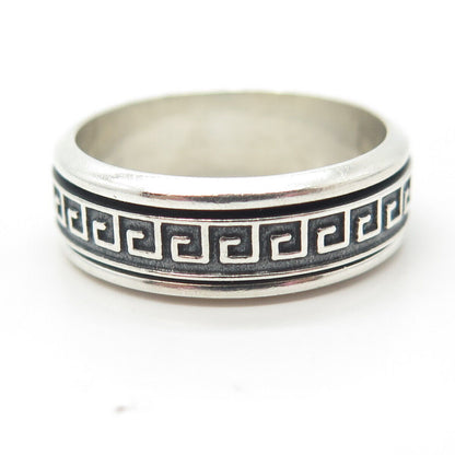 925 Sterling Silver Vintage Greek Maze Rotating Band Ring Size 11.75