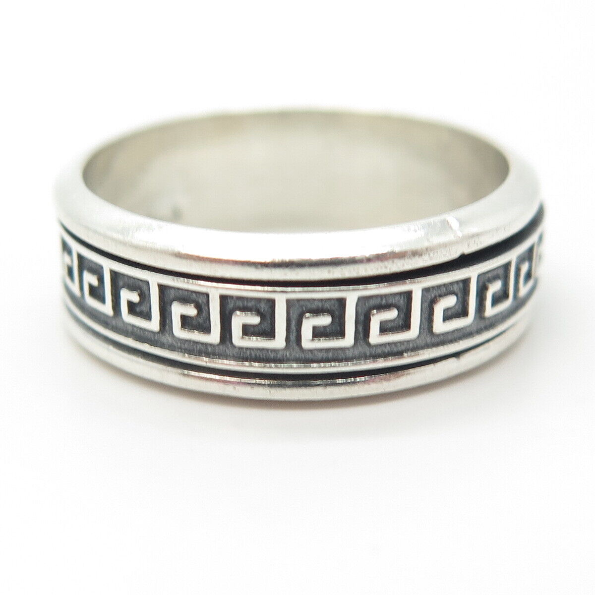 925 Sterling Silver Vintage Greek Maze Rotating Band Ring Size 11.75